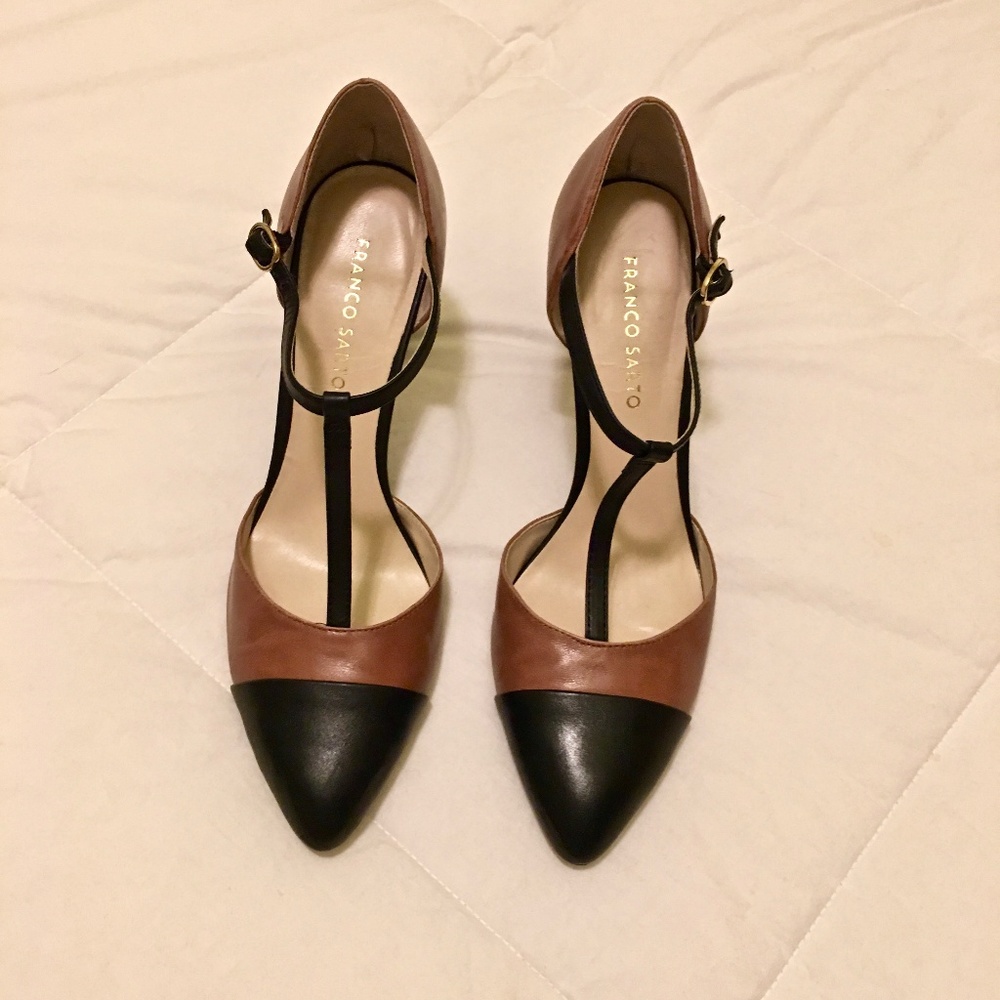 Franco Sarto T Strap Heels (Two-tone)
